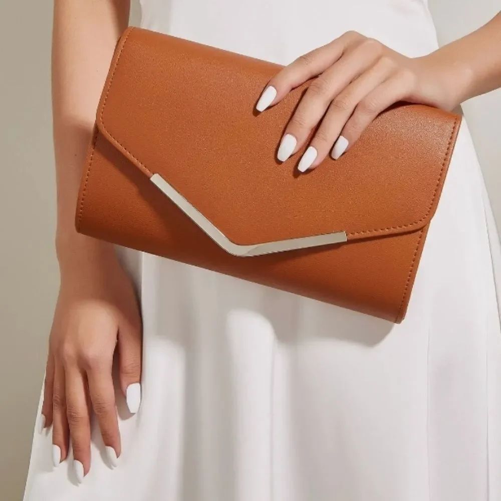 TRENDY BROWN AND TAN & LIGHT BROWN PASTEL ENVOLOPE BLOCK CLUTCH